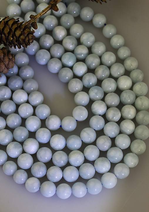 Minerály - akvamarín korálky 10mm - polšnúra AKCIA! - 16961560_