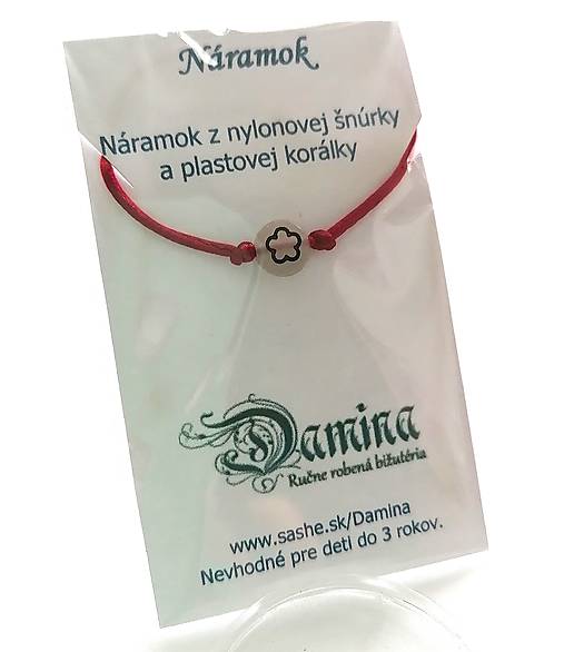 Náramky - Šnúrkové so svietiacou korálkou kvet (bordová) - 16962052_