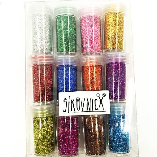 Sypané glitre, trblietky, sada 12x10 g