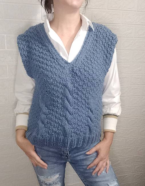 Vesty - Pletená vesta - 16963881_