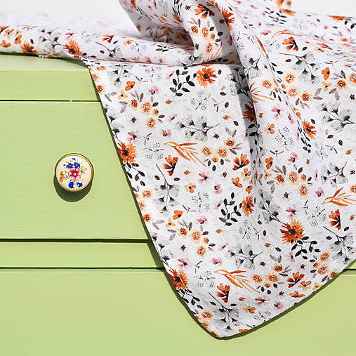 Úžitkový textil - Jesenný kvet - ľanová utierka - 16962355_