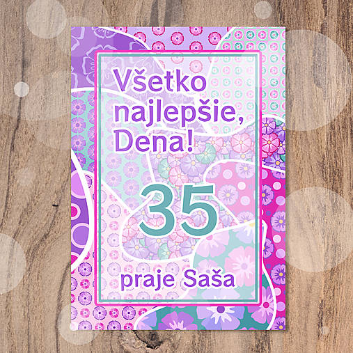 Papiernictvo - Pohľadnica Fľaky chaosu (floral) (fialové) - 16965379_