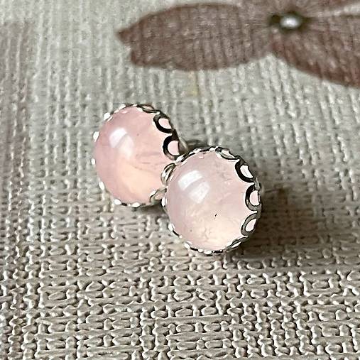 Rose Quartz Stud Earrings / Napichovacie náušnice s ruženínom E007