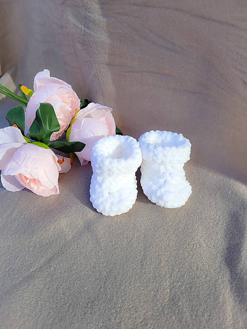 Detské topánky - Háčkované topánočky pre bábätko, novorodenca (Biela (Novorodenec)) - 16968046_