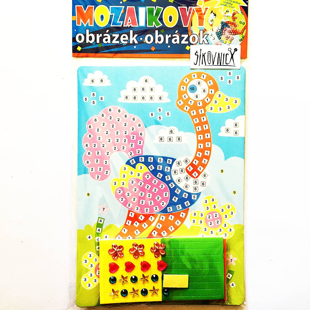 Mozaikový obrázok, 23,5x16,5 cm (pštros)