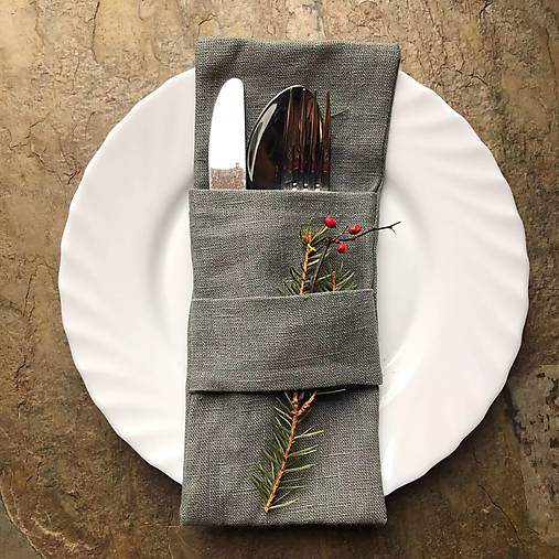 Úžitkový textil - Kapsa na príbor ,,Forest" - 16969845_
