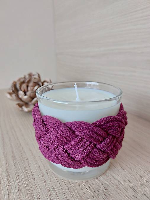 Sviečky - Sójová macramé sviečka menšia - 16971273_