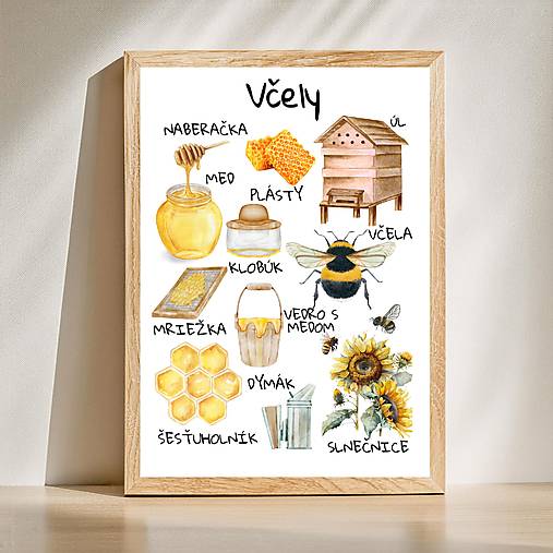 Hračky - Plagát Včela, montessori, PDF - 16971143_