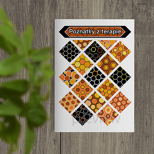 Papiernictvo - Poznatky z terapie (Šachovnica pestrá - geometria black contrast) medové plásty - 16972189_