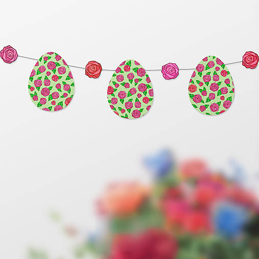 Tabuľky - Veľkonočná girlanda vajíčka Floral with leaves - 16972747_