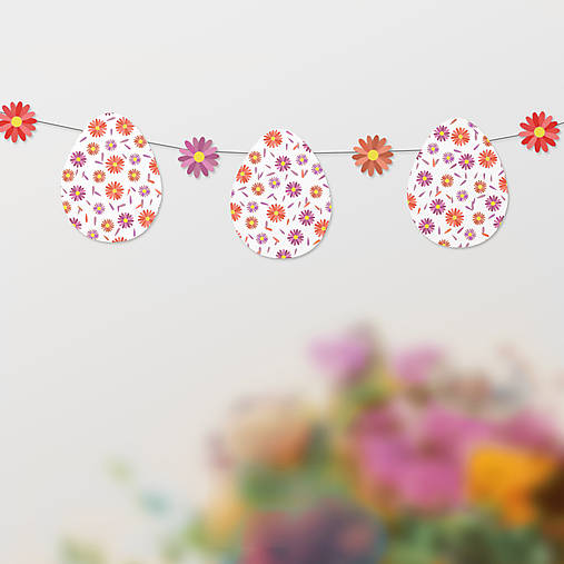 Tabuľky - Veľkonočná girlanda Floral with petals - 16972749_