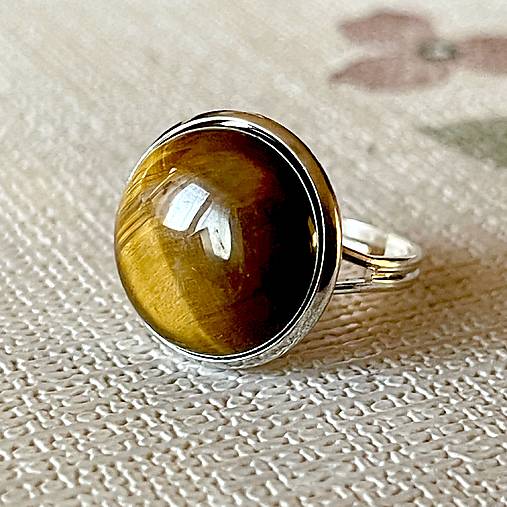 Tigers eye Ring / Prsteň s tigrím okom v striebornom prevedení E052