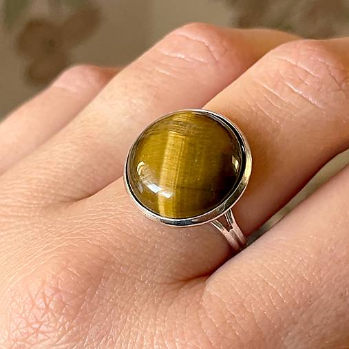 Tigers eye Ring / Prsteň s tigrím okom v striebornom prevedení E052