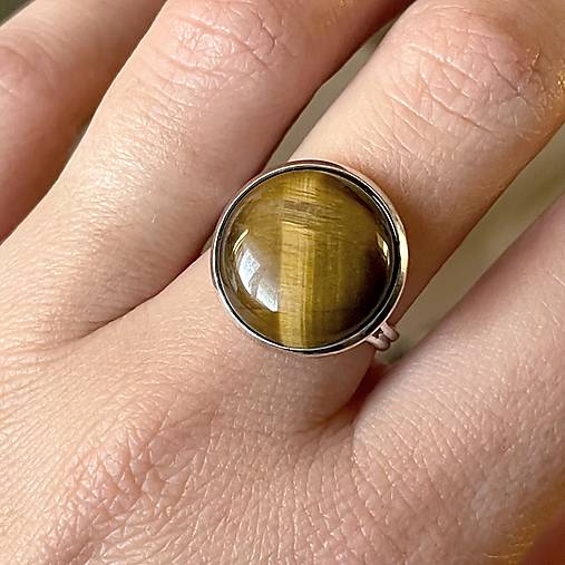 Tigers eye Ring / Prsteň s tigrím okom v striebornom prevedení E052