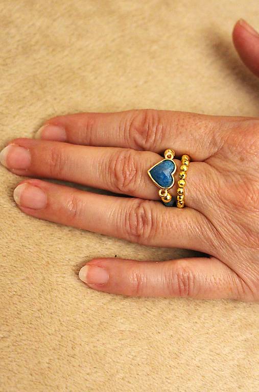 Prstene - 2ks flexibilných prstienkov apatit a pozlátený hematit - 16977592_