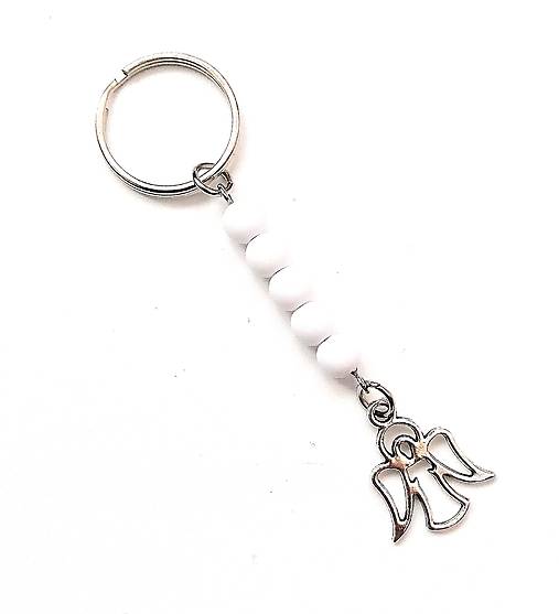 Kľúčenky - Kľúčenka anjel (biela) - 16975864_