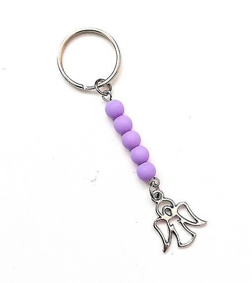 Kľúčenky - Kľúčenka anjel (fialová) - 16975869_