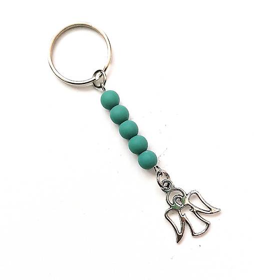 Kľúčenky - Kľúčenka anjel (sivozelená) - 16975873_