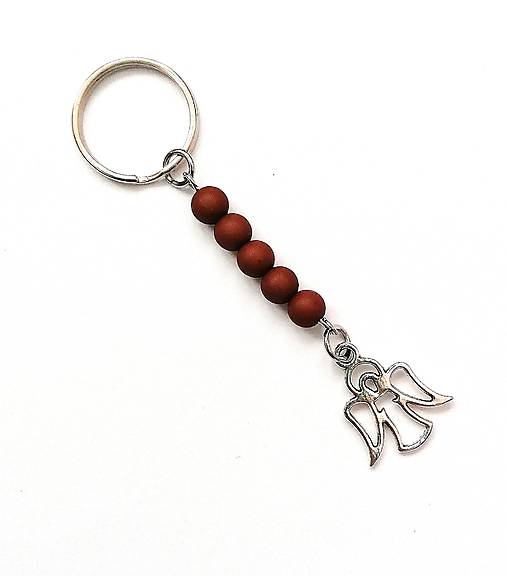 Kľúčenky - Kľúčenka anjel (hnedá) - 16975877_