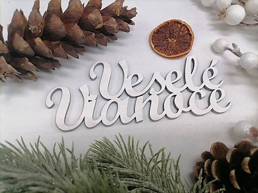 Polotovary - Biely nápis Veselé Vianoce - 16976805_