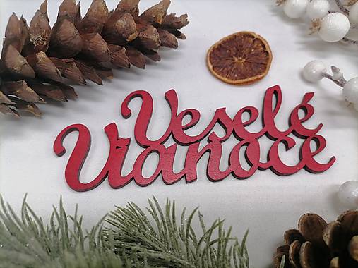 Polotovary - Bordový nápis Veselé Vianoce - 16976836_