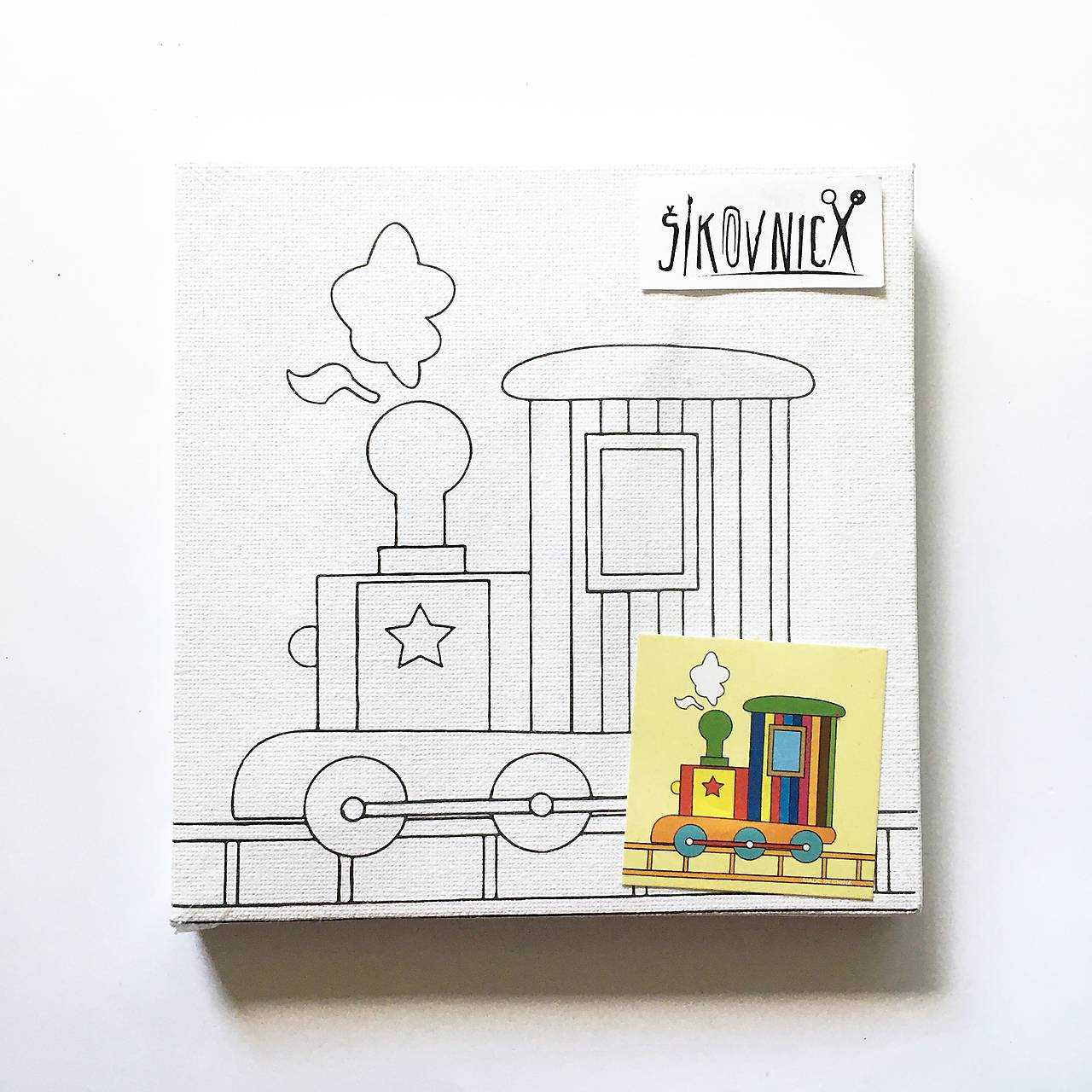 Maľovanie na plátno (15x15 cm - vláčik)