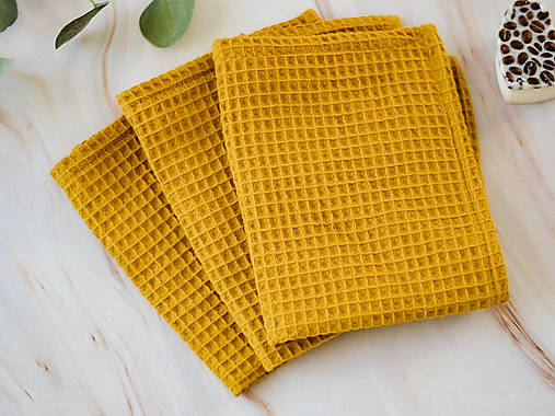 Úžitkový textil - Kozmetický uterák (Okrový - set 3ks) - 16980851_