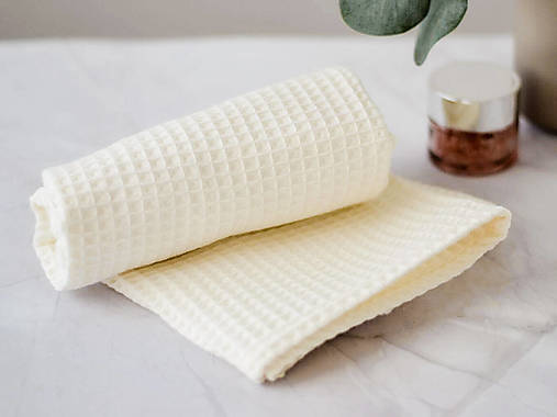 Úžitkový textil - Vaflový uterák (Biely) - 16980871_