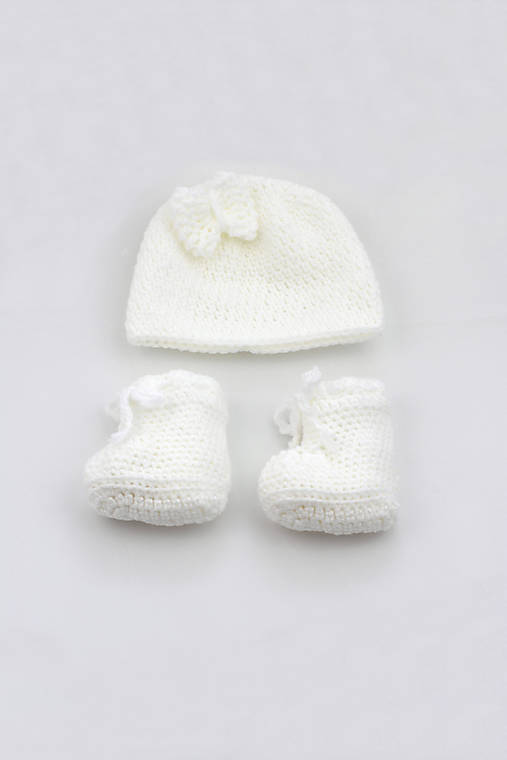 Detské súpravy - Biela súprava zima AKRYL (s mašličkou) - 16980098_