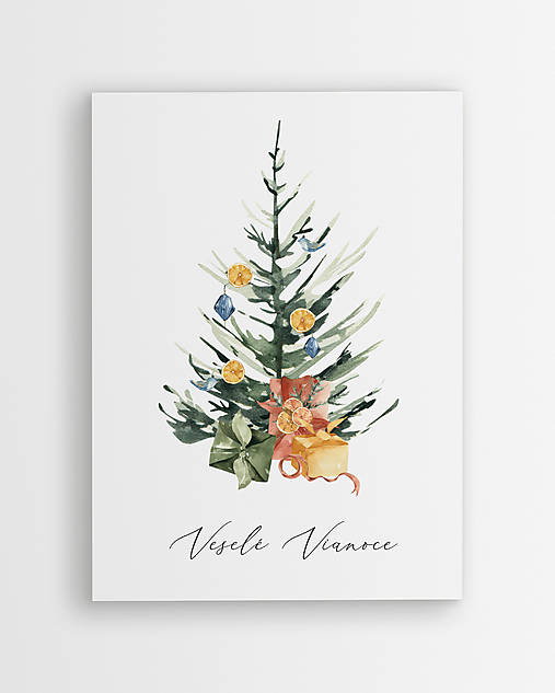 Grafika - Vianočný plagát s ilustráciou zdobeného stromčeka - dekorácia do izby - 16979549_