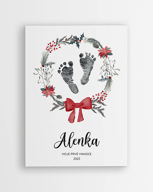Grafika - Moje prvé Vianoce - plagát s detskými odtlačkami  - 16979601_