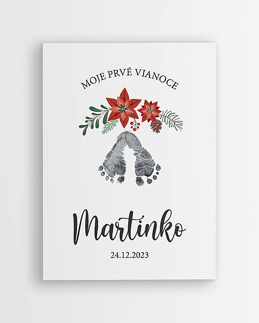 Grafika - Moje prvé Vianoce - personalizovaný plagát s detskými odtlačkami  - 16979609_