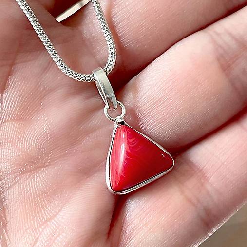 ZĽAVA 10% Red Coral Silver Plated Pendant / Prívesok s koralom postriebrený