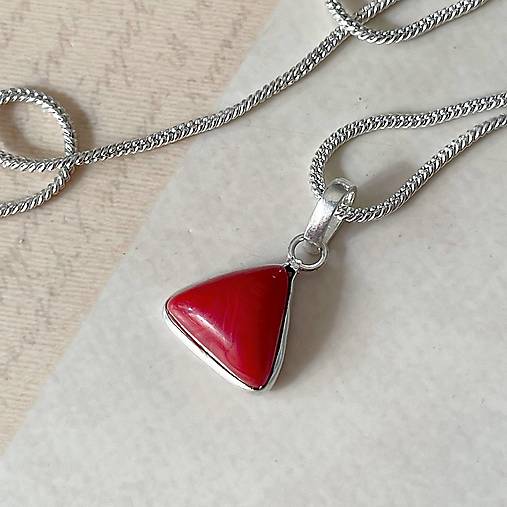 ZĽAVA 10% Red Coral Silver Plated Pendant / Prívesok s koralom postriebrený