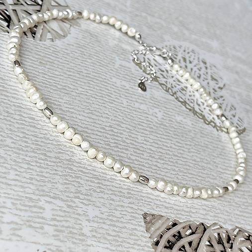 ZĽAVA 10% Freshwater Pearls Necklace AG925 / Náhrdelník zo sladkovodných perál E014