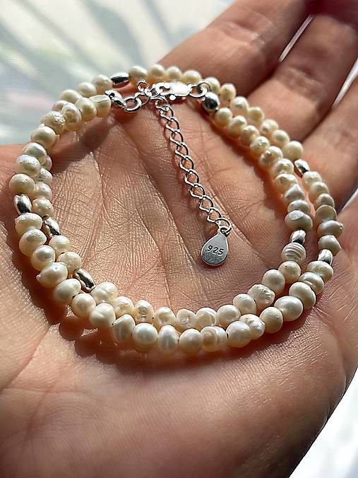 ZĽAVA 10% Freshwater Pearls Necklace AG925 / Náhrdelník zo sladkovodných perál E014