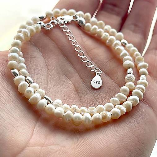 ZĽAVA 10% Freshwater Pearls Necklace AG925 / Náhrdelník zo sladkovodných perál E014