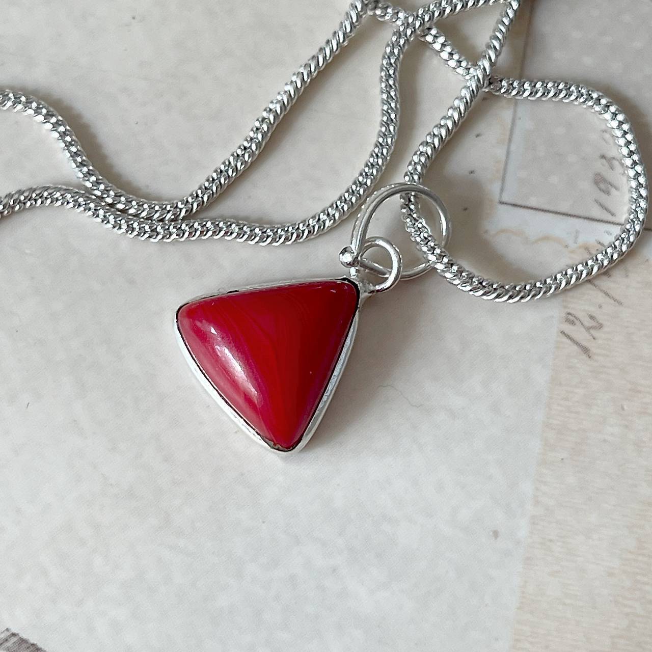 ZĽAVA 10% Red Coral Silver Plated Pendant / Prívesok s koralom postriebrený