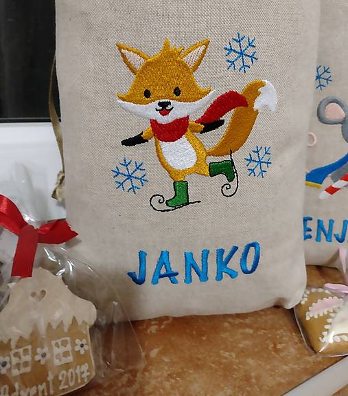 Úžitkový textil - Mikulášske vrecko  -  stiahnutie šnúrkou (vian. líška) - 16984056_