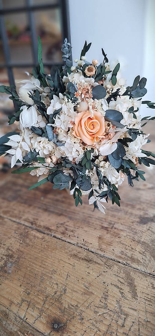Kytice pre nevestu - Svadobná kytica zo sušených kvetov - 16982033_