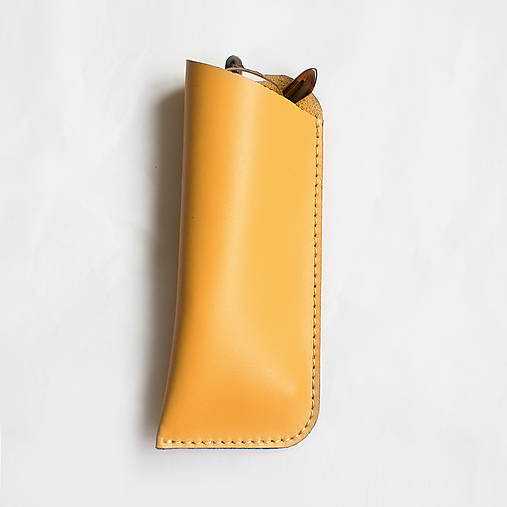 Taštičky - Kožené puzdro na okuliare v rôznych farbách (Žltá) - 16983337_