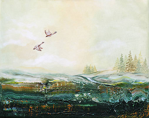 Obrazy - Prelet cez obľúbené kopce 50x40cm, originálna akrylová maľba - 16987034_