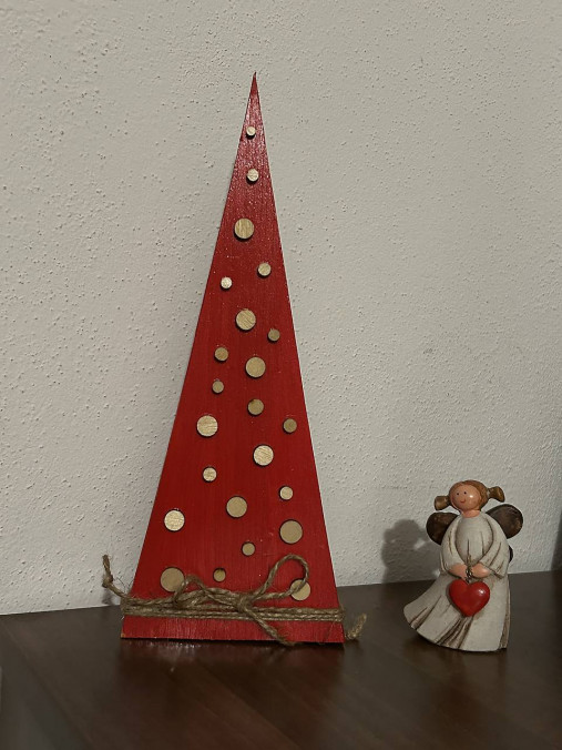 Dekorácie - Drevený stromček (Bodky) - 16986422_