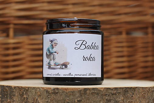 Sviečky - Vtipný personalizovaný darček pre starú mamu Sviečka BABKA ROKA - 16988675_