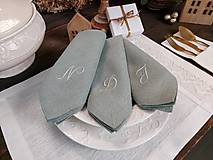 Úžitkový textil - Sada ľanových obrúskov s monogramom - 16989804_