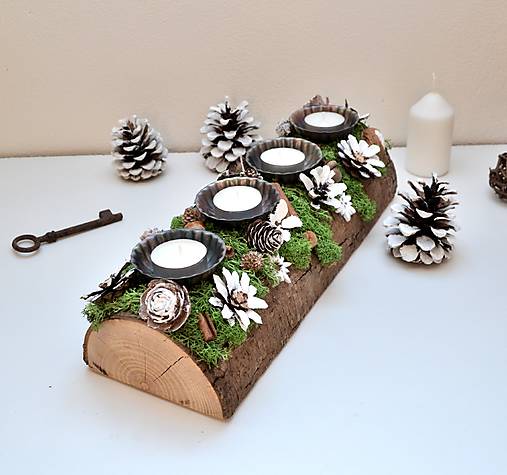 Svietidlá - Adventný svietnik - prírodný - 16991582_