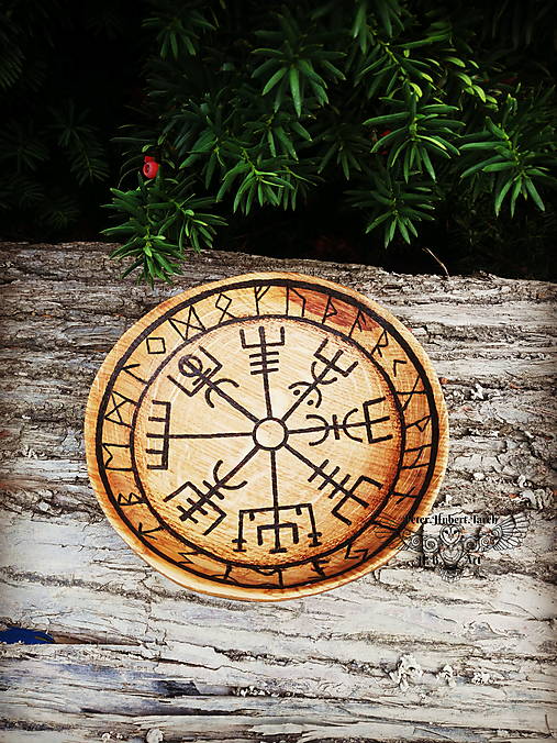 Nádoby - Vikingský tanier - Vegvisir - Viking wooden plate - 16992778_