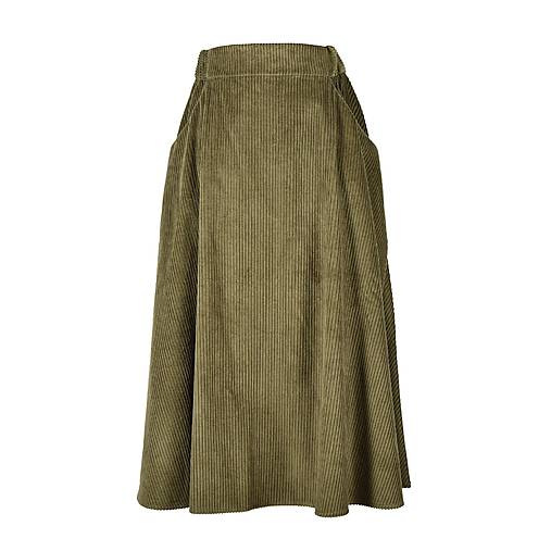 Sukne - TIARA - menčestrová midi sukňa s vreckami "RôZNE FARBY" (Zelená) - 16992502_