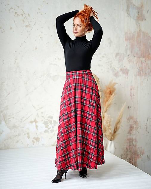 Sukne - TAY - áčková MIDI károvaná sukňa "RôZNE VZORY" - 16992718_