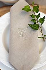Úžitkový textil - Sada ľanových obrúskov s monogramom - 16994794_